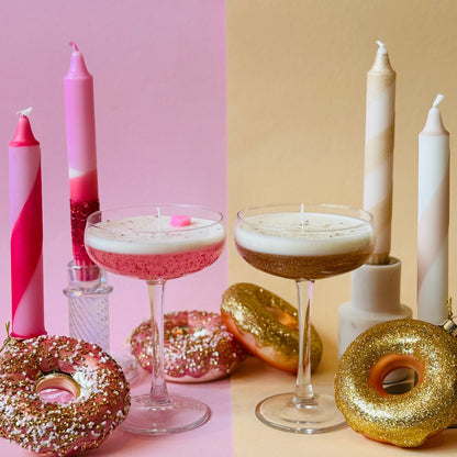 Cocktail Kaars - Rosé Champagne - Glitter Edition