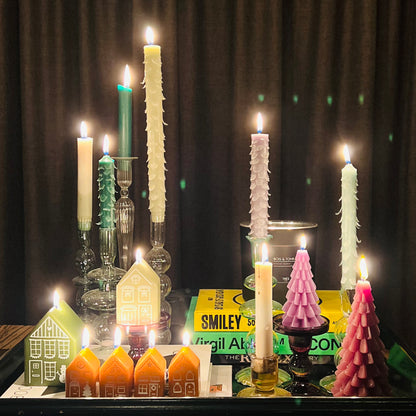 Kerst Kaars - Advent Huisjes - Eucalyptus Groen