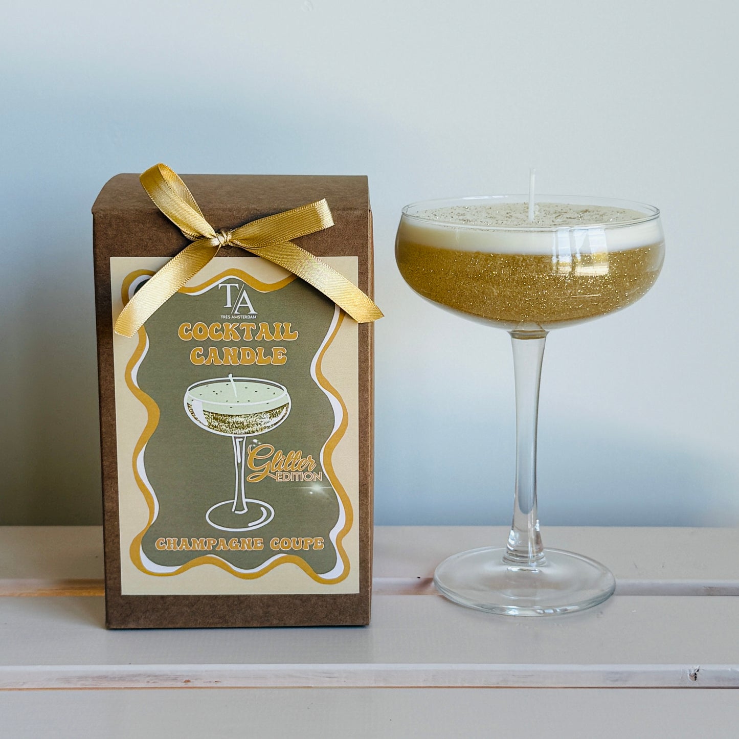 Cocktail Kaars - Champagne Coupe - Glitter Edition